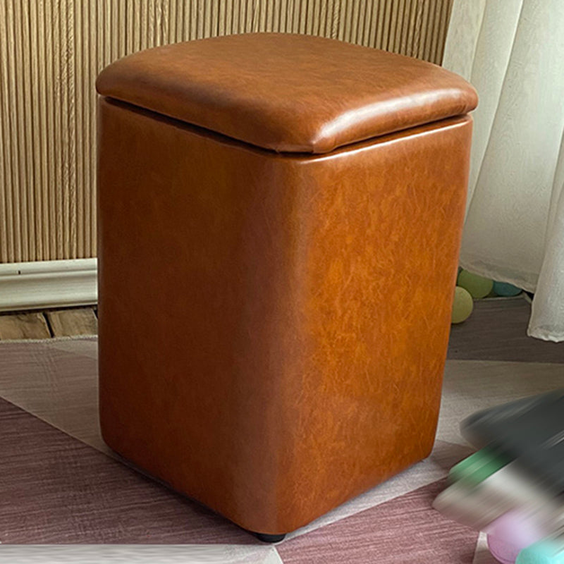 Solid Ottoman Modern Stain Resistant Faux Leather Ottoman with Storage