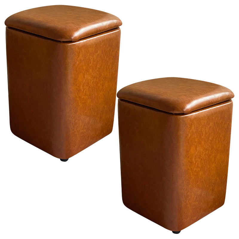 Solid Ottoman Modern Stain Resistant Faux Leather Ottoman with Storage