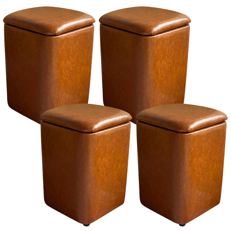 Solid Ottoman Modern Stain Resistant Faux Leather Ottoman with Storage