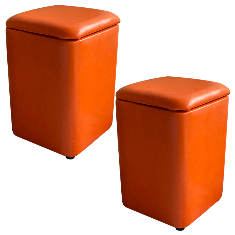 Solid Ottoman Modern Stain Resistant Faux Leather Ottoman with Storage