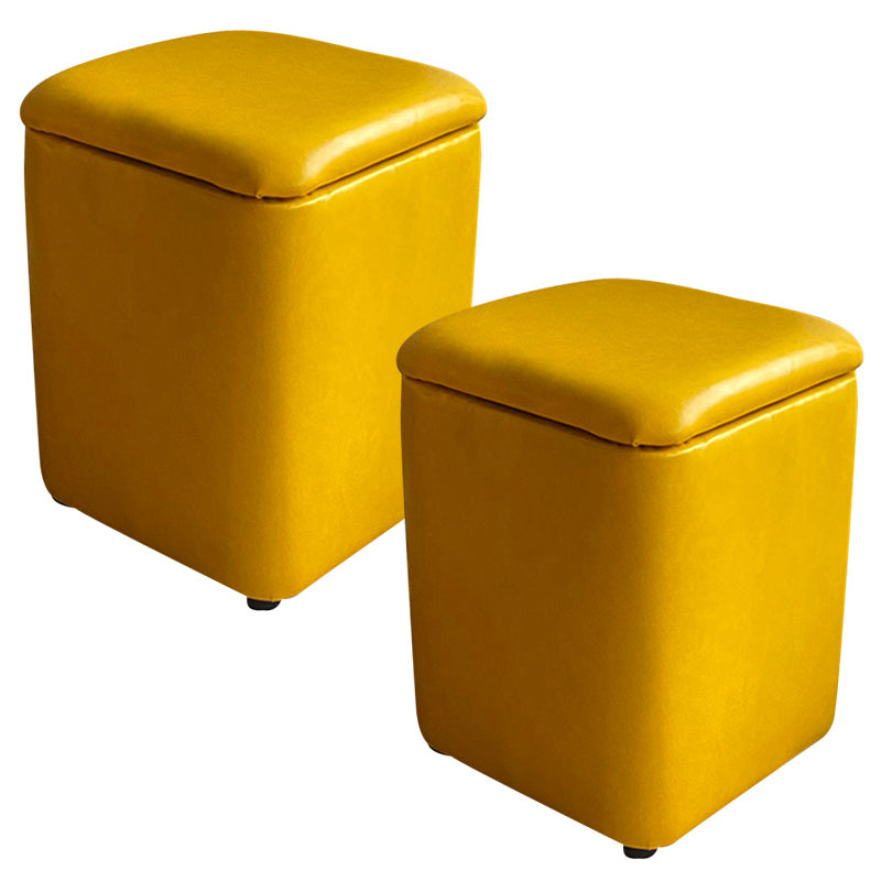 Solid Ottoman Modern Stain Resistant Faux Leather Ottoman with Storage