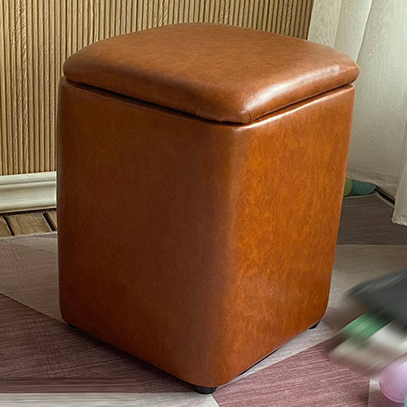 Solid Ottoman Modern Stain Resistant Faux Leather Ottoman with Storage