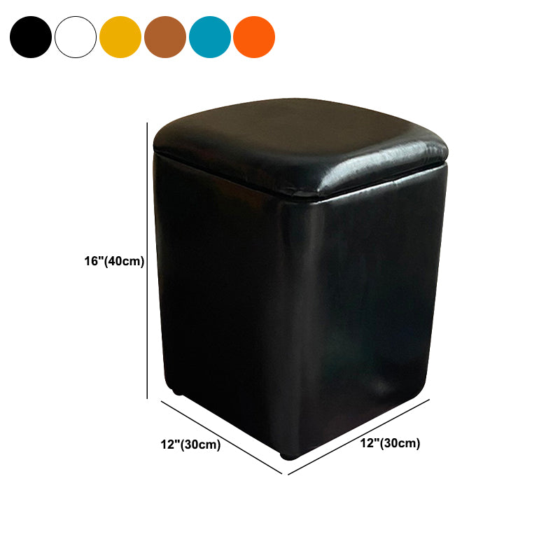 Solid Ottoman Modern Stain Resistant Faux Leather Ottoman with Storage