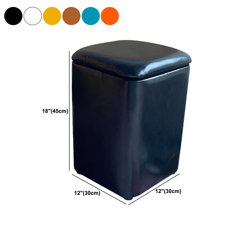 Solid Ottoman Modern Stain Resistant Faux Leather Ottoman with Storage