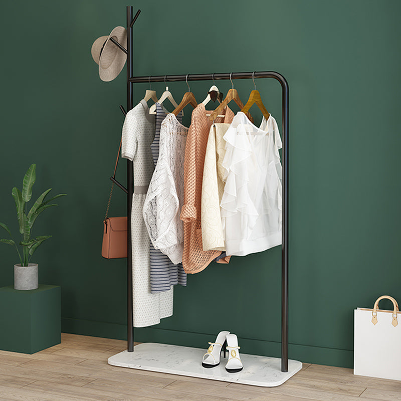 Contemporary Hall Stand Marble Bottom Hall Tree with Coat Hanger Hooks