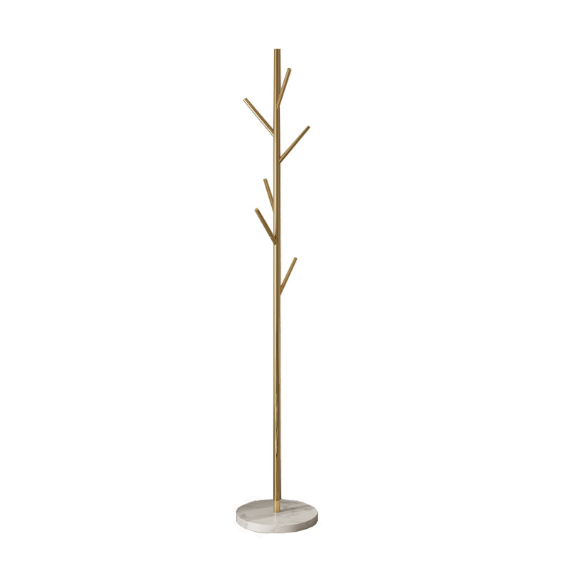 Modern Entry Hall Tree Solid Color Metal Coat Rack with Marble Bottom