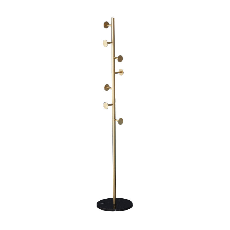 Modern Entry Hall Tree Solid Color Metal Coat Rack with Marble Bottom