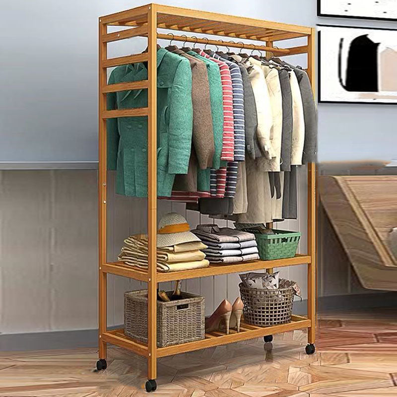 Modern Style Coat Rack Solid Bamboo Free Standing Shelves Design Coat Rack