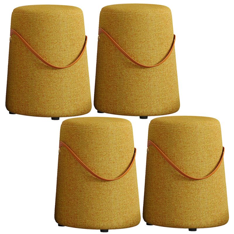Upholstered Modern Pouf Ottoman Fabric Whole Colored Portable Round Ottoman