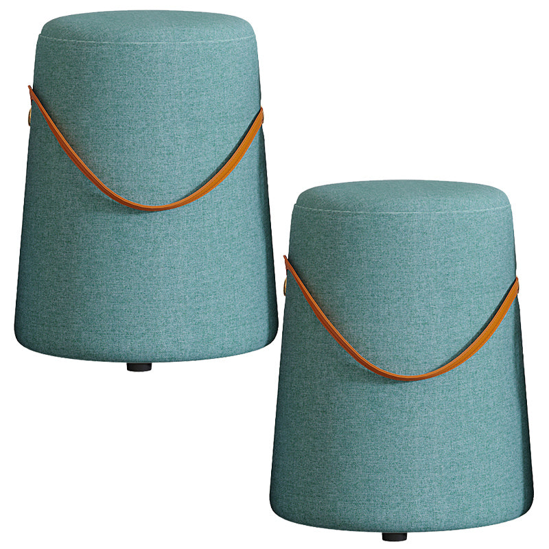 Upholstered Modern Pouf Ottoman Fabric Whole Colored Portable Round Ottoman