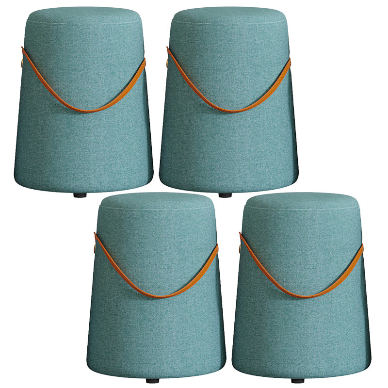 Upholstered Modern Pouf Ottoman Fabric Whole Colored Portable Round Ottoman