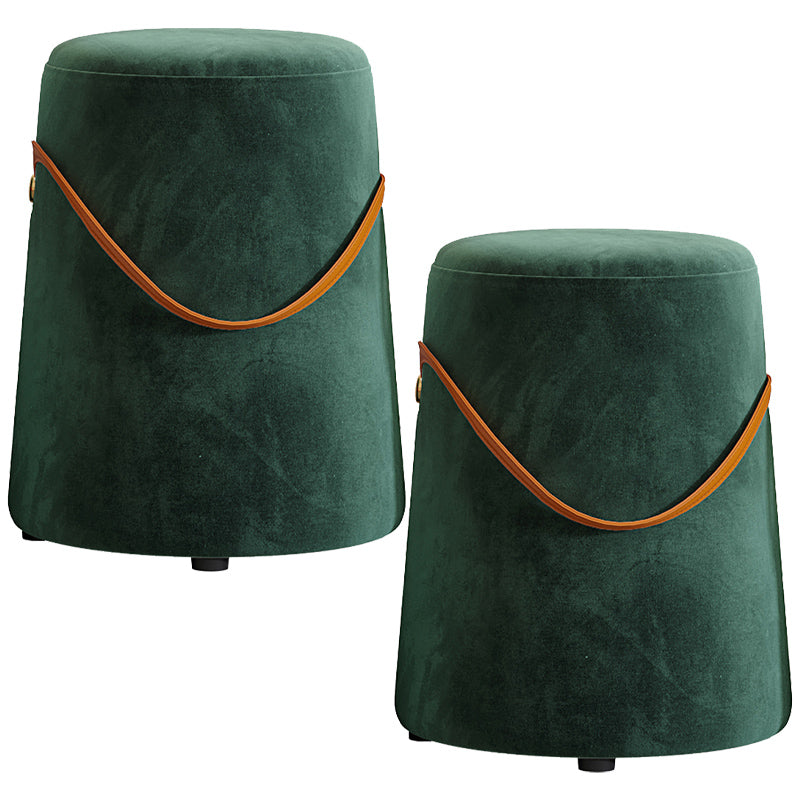 Upholstered Modern Pouf Ottoman Fabric Whole Colored Portable Round Ottoman