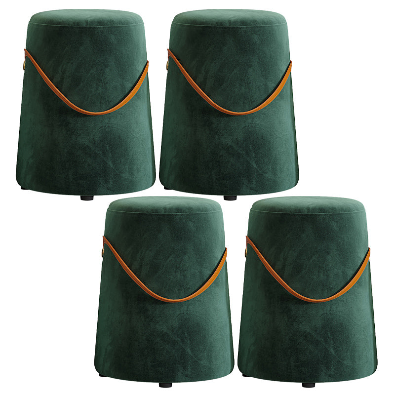 Upholstered Modern Pouf Ottoman Fabric Whole Colored Portable Round Ottoman