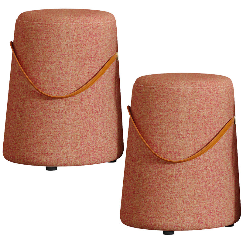 Upholstered Modern Pouf Ottoman Fabric Whole Colored Portable Round Ottoman