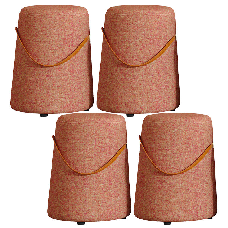 Upholstered Modern Pouf Ottoman Fabric Whole Colored Portable Round Ottoman
