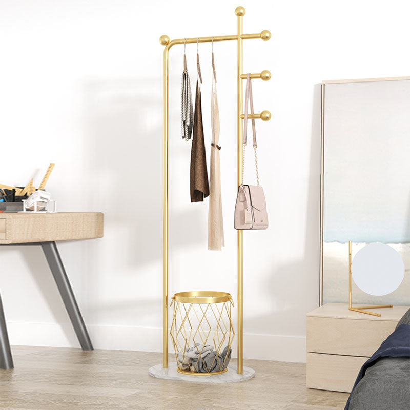 Leisure Metal Entry Hall Tree Coat Hooks Coat Hanger with Storage