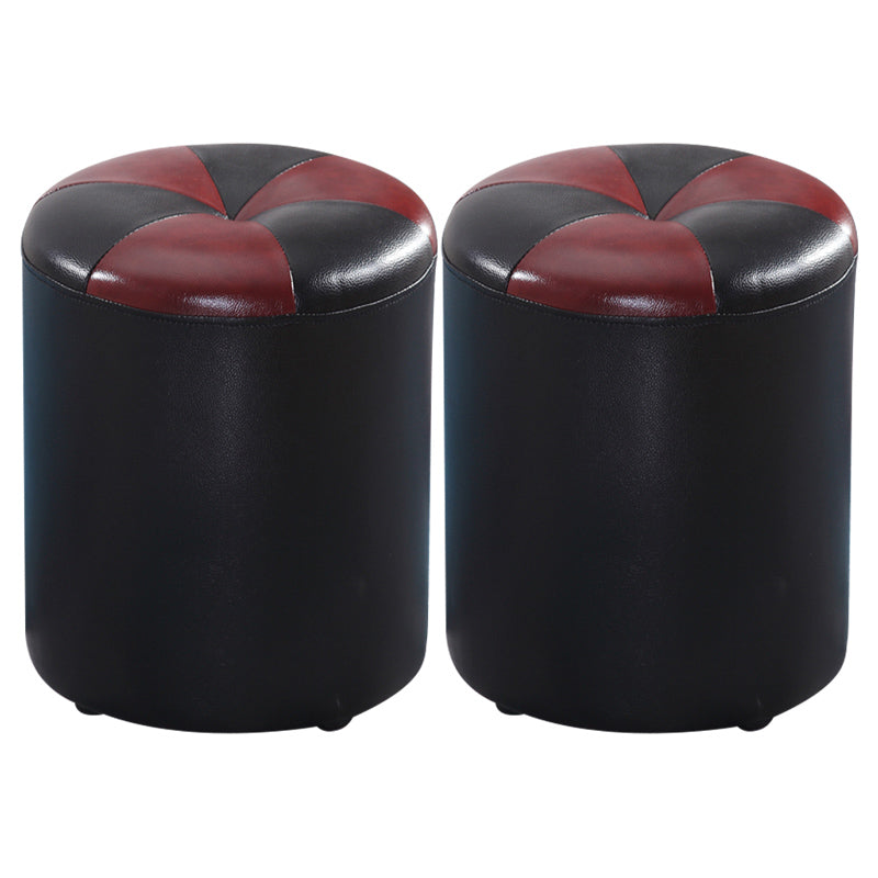 Blue Modern Pouf Faux Leather Stain Resistant Round Pouf for Drawing Room