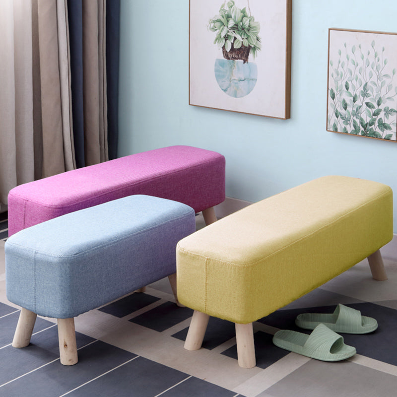 Pure Color Ottoman Linen Blend Rectangle Fade Resistant Standard Ottoman