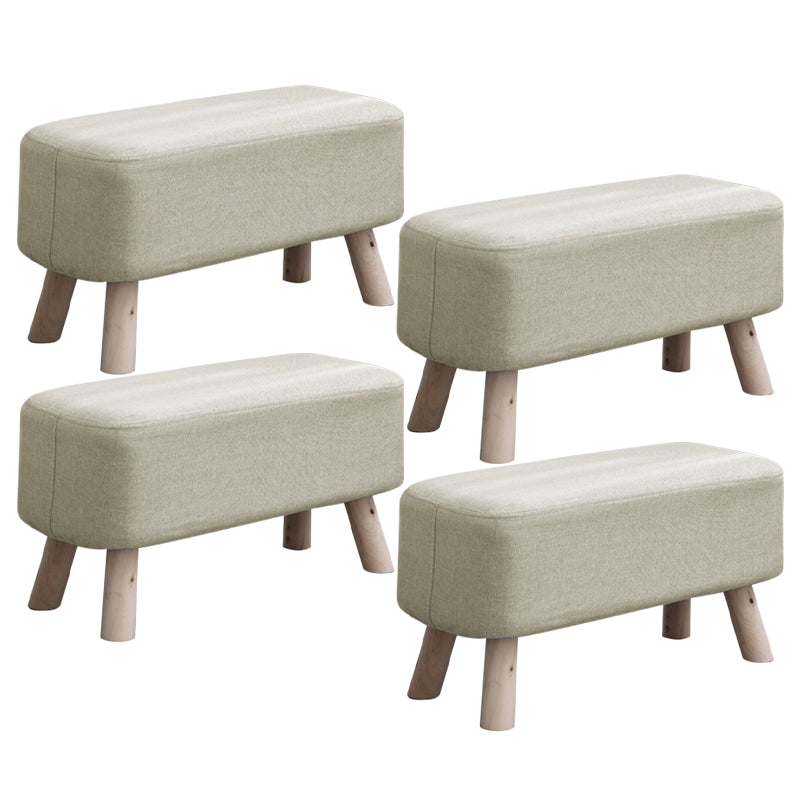 Pure Color Ottoman Linen Blend Rectangle Fade Resistant Standard Ottoman