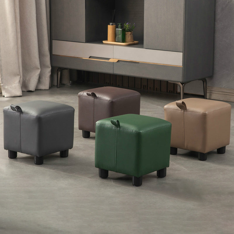 Orange Modern Standard Faux Leather Square Standard for Living Room