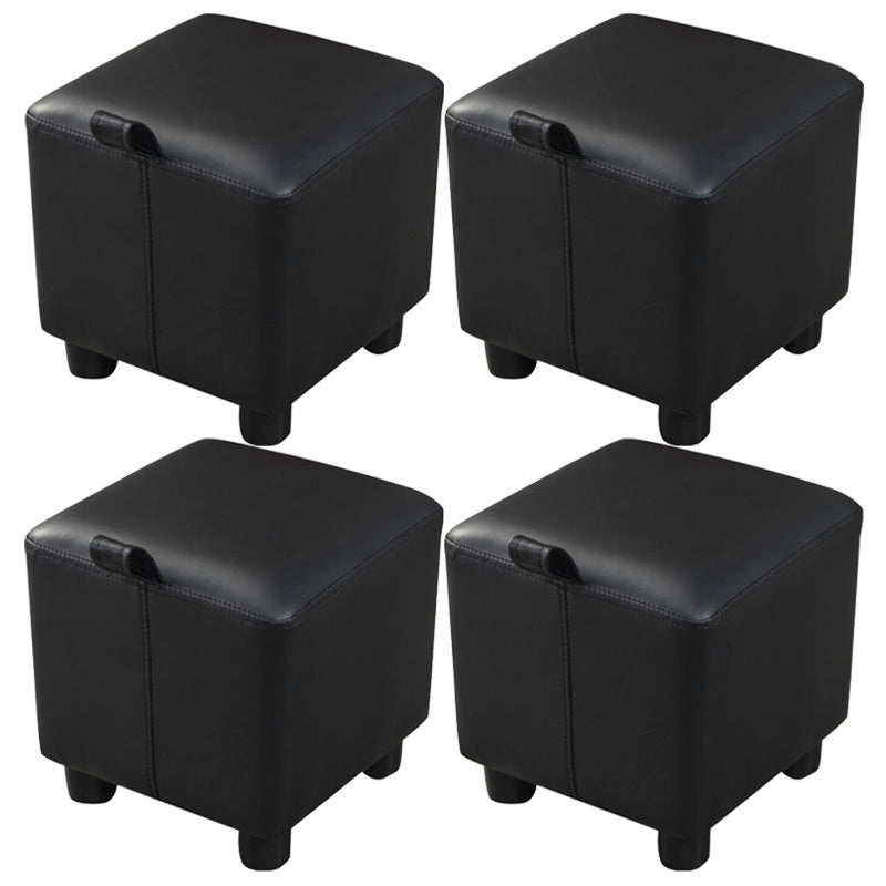 Orange Modern Standard Faux Leather Square Standard for Living Room