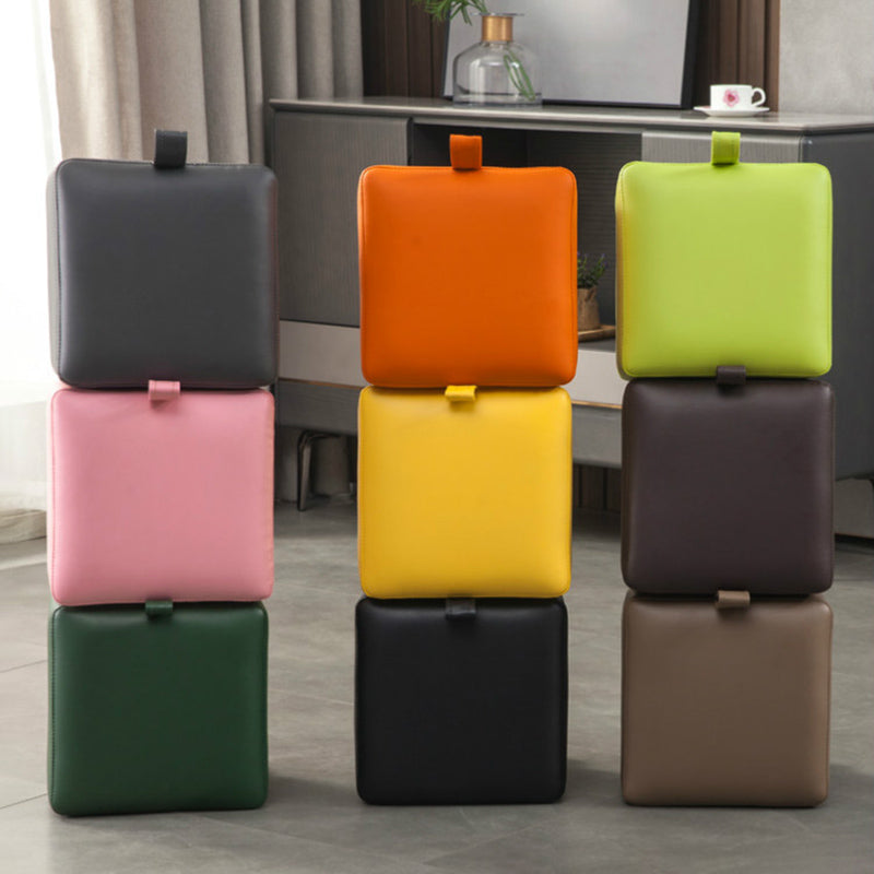 Orange Modern Standard Faux Leather Square Standard for Living Room