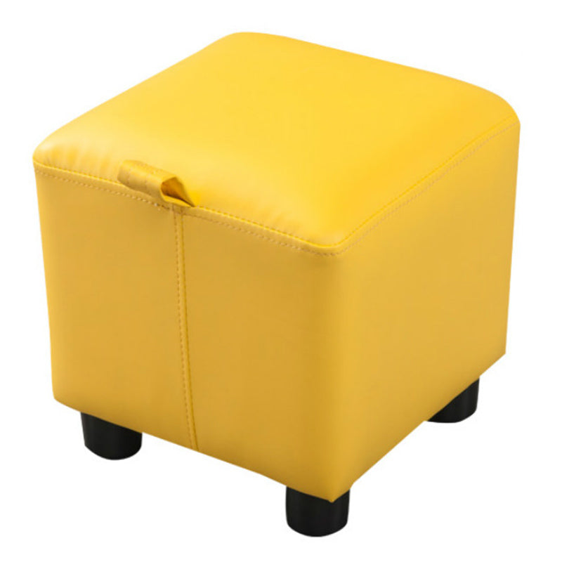 Orange Modern Standard Faux Leather Square Standard for Living Room