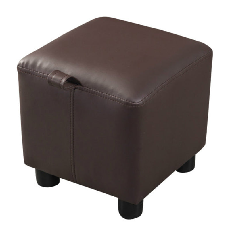 Orange Modern Standard Faux Leather Square Standard for Living Room