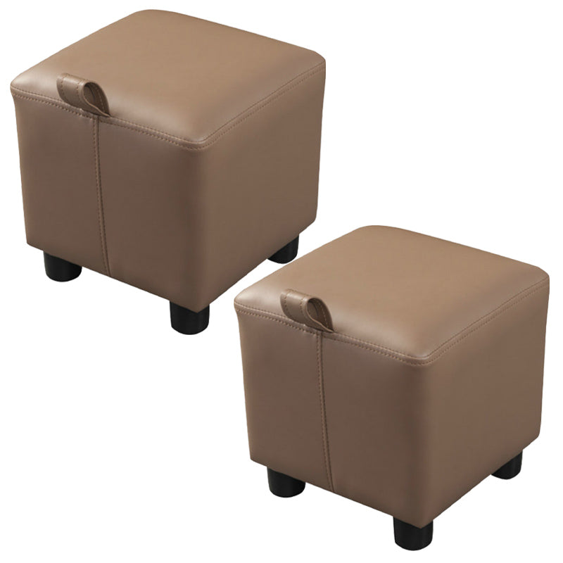 Orange Modern Standard Faux Leather Square Standard for Living Room