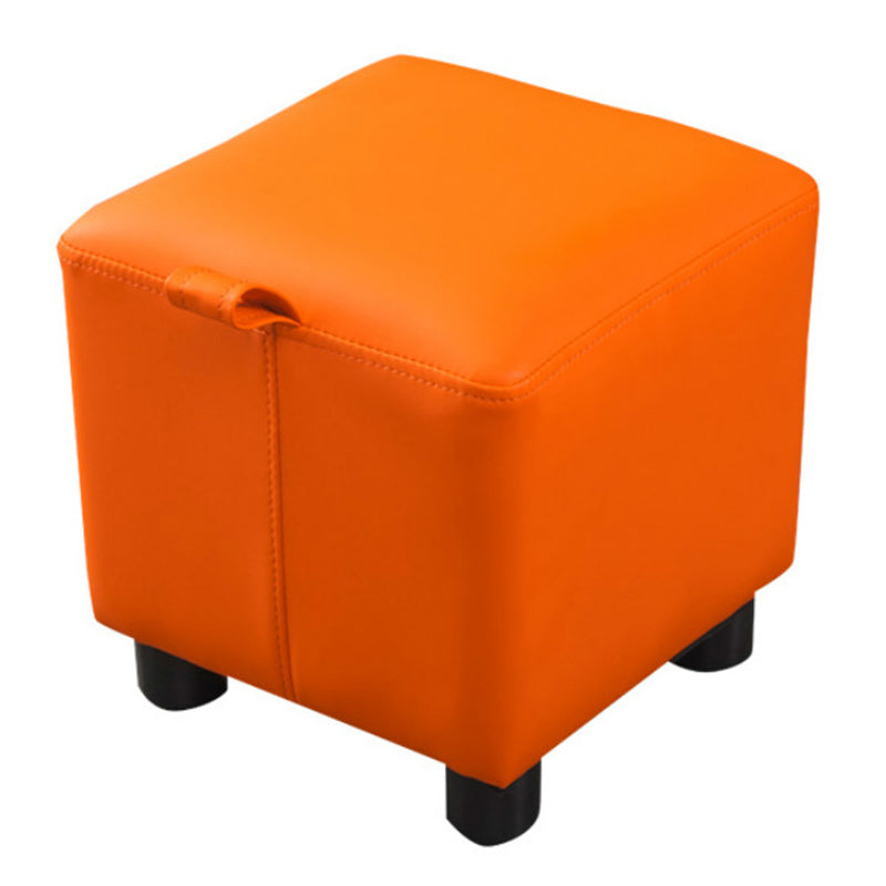 Orange Modern Standard Faux Leather Square Standard for Living Room
