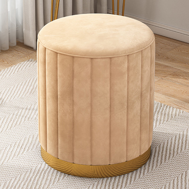 Velvet Ottoman Whole Colored Cylinder Shape Contemporary Scratch Resistant Pouf