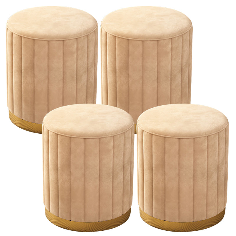 Velvet Ottoman Whole Colored Cylinder Shape Contemporary Scratch Resistant Pouf