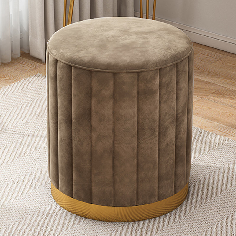 Velvet Ottoman Whole Colored Cylinder Shape Contemporary Scratch Resistant Pouf
