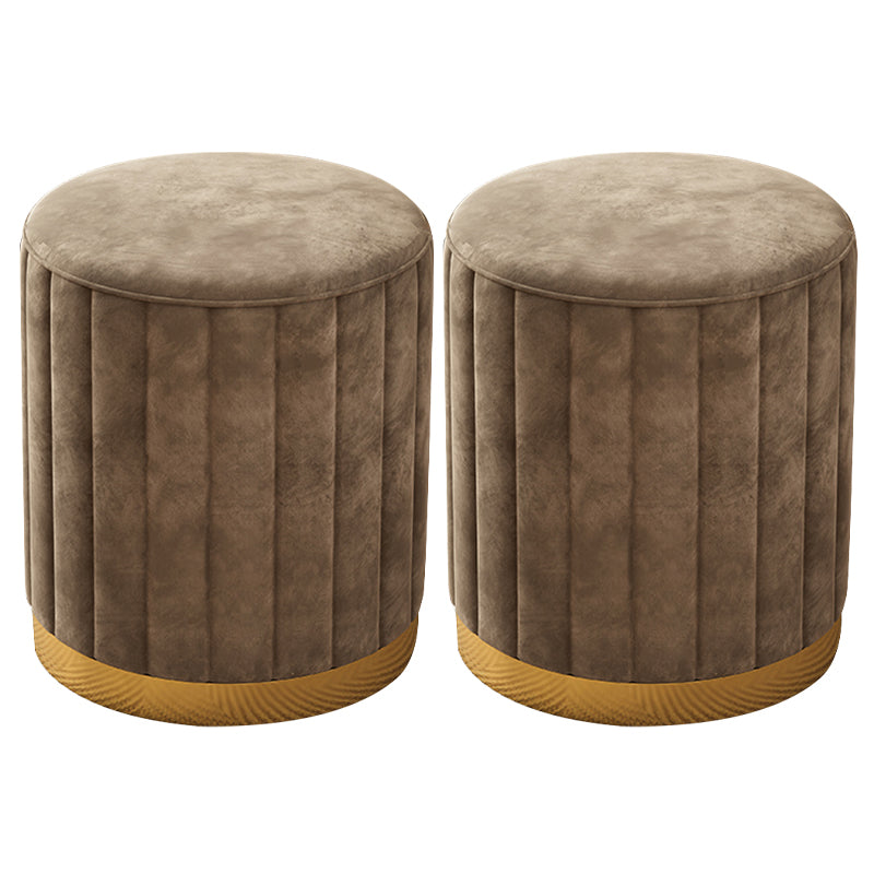 Velvet Ottoman Whole Colored Cylinder Shape Contemporary Scratch Resistant Pouf