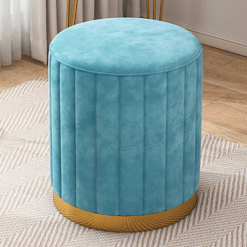 Velvet Ottoman Whole Colored Cylinder Shape Contemporary Scratch Resistant Pouf