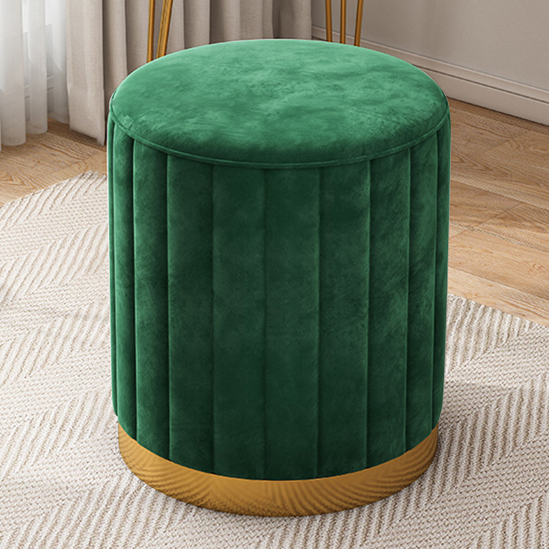 Velvet Ottoman Whole Colored Cylinder Shape Contemporary Scratch Resistant Pouf