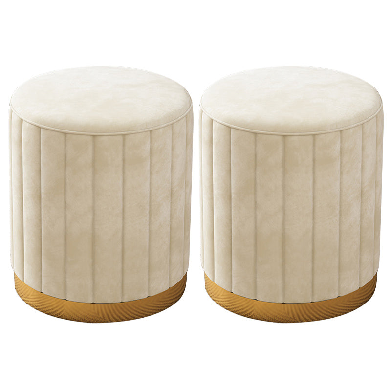 Velvet Ottoman Whole Colored Cylinder Shape Contemporary Scratch Resistant Pouf