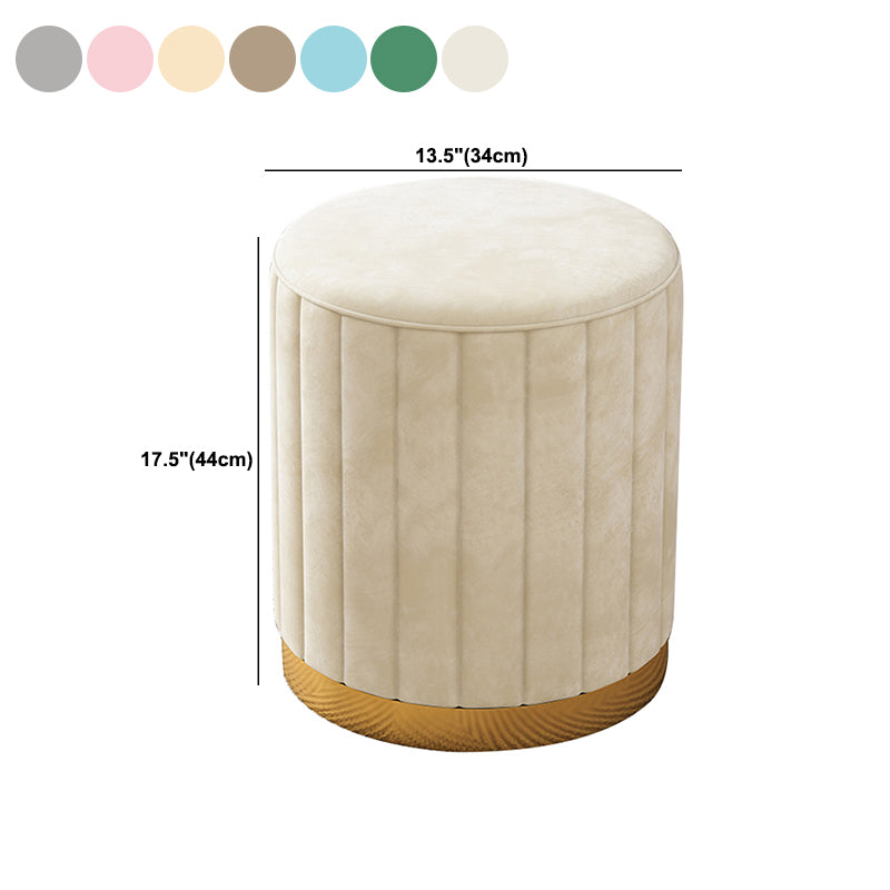 Velvet Ottoman Whole Colored Cylinder Shape Contemporary Scratch Resistant Pouf
