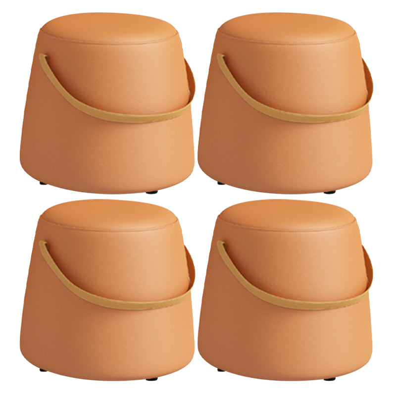 Portable Pouf Pure Color Cylinder Shape Modern Fabric Stain Resistant Pouf Ottoman