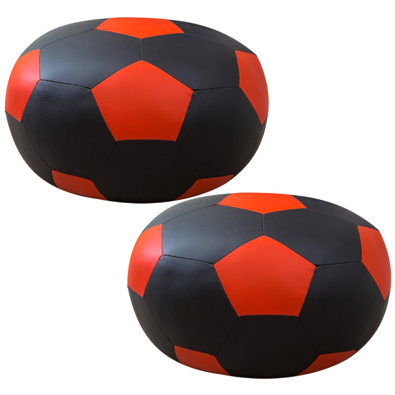 Upholstered Pouf Color Panel Tear Resistant Round Faux Leather Fabric Modern Pouf