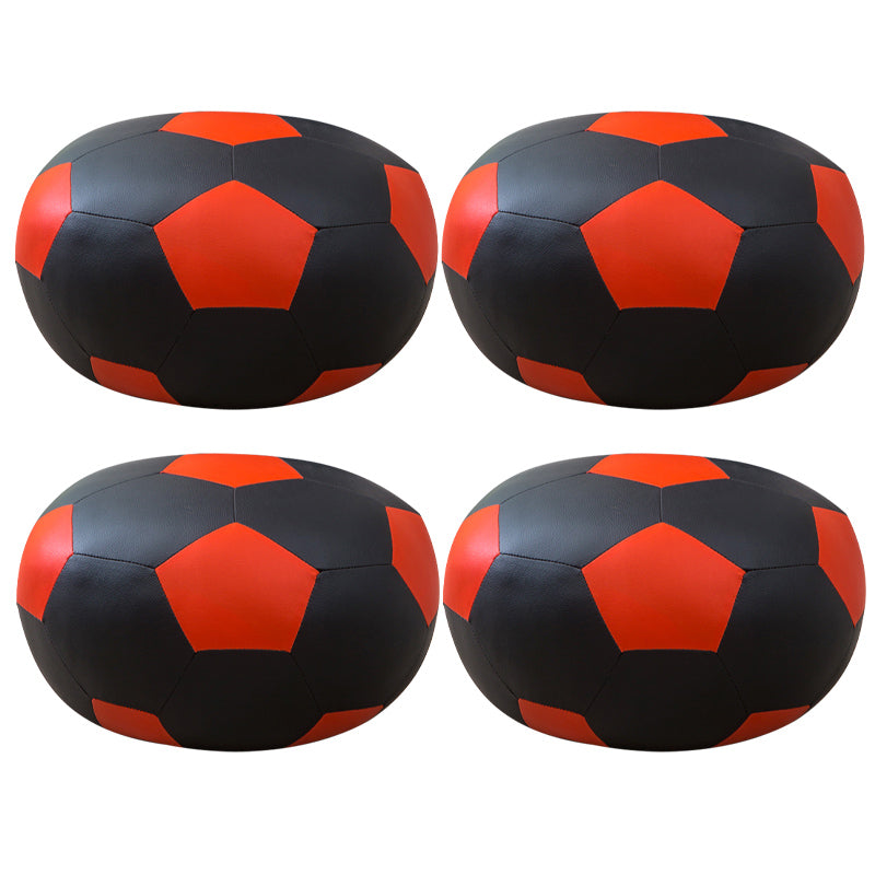 Upholstered Pouf Color Panel Tear Resistant Round Faux Leather Fabric Modern Pouf