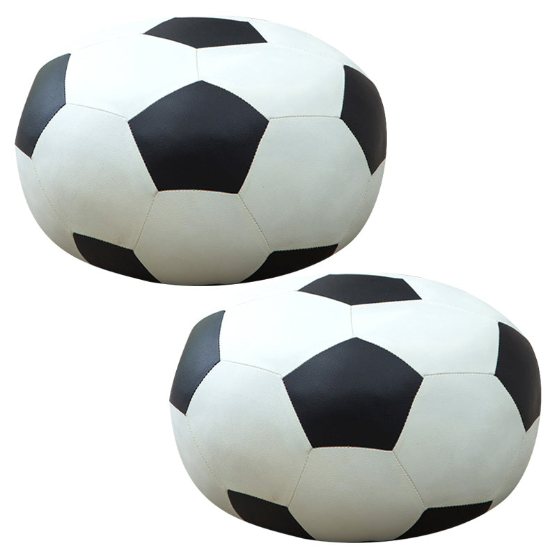 Upholstered Pouf Color Panel Tear Resistant Round Faux Leather Fabric Modern Pouf