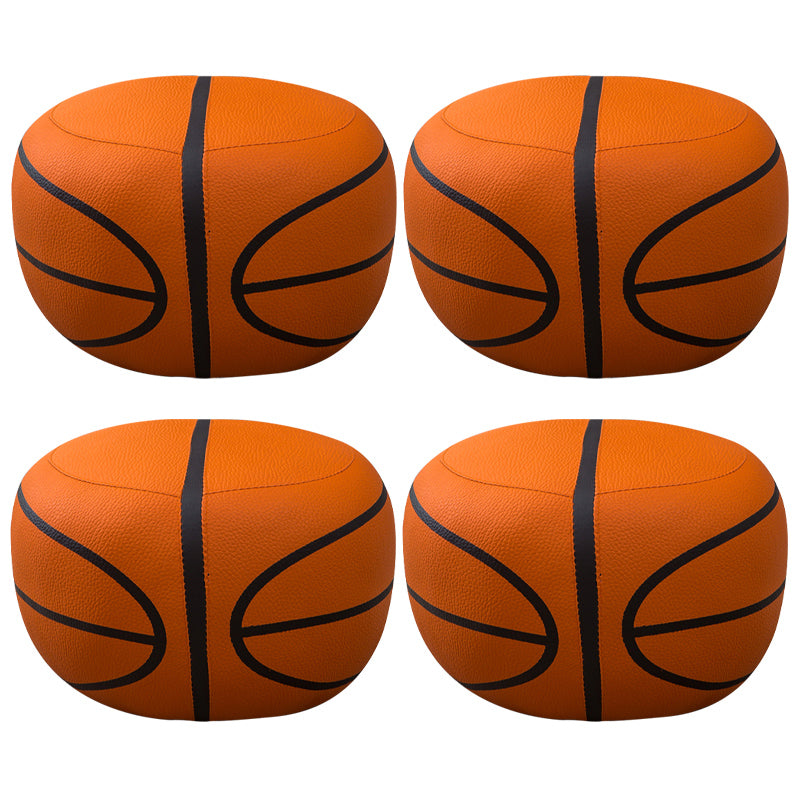 Upholstered Pouf Color Panel Tear Resistant Round Faux Leather Fabric Modern Pouf