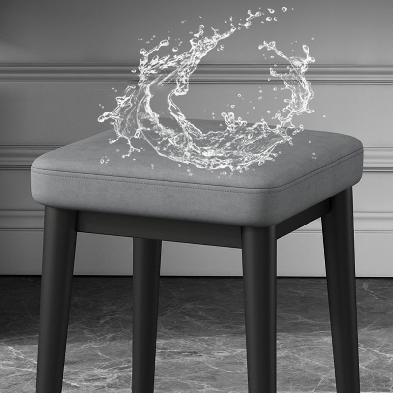 Square Ottoman Solid Color Upholstered Metal Frame Fabric Standard Ottoman