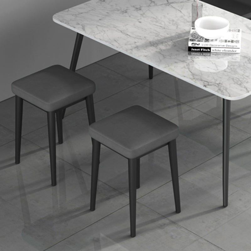 Square Ottoman Solid Color Upholstered Metal Frame Fabric Standard Ottoman