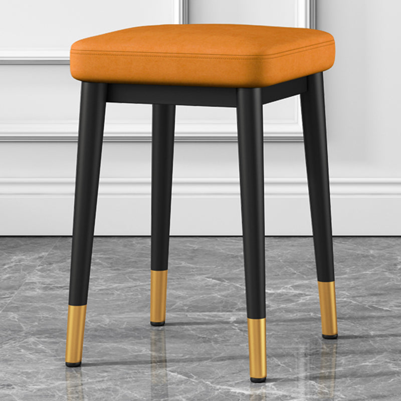 Square Ottoman Solid Color Upholstered Metal Frame Fabric Standard Ottoman