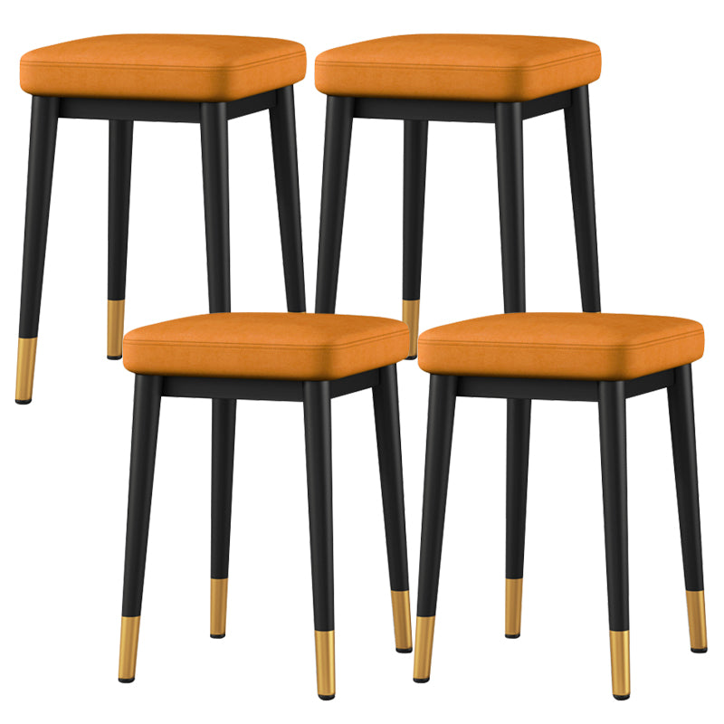 Square Ottoman Solid Color Upholstered Metal Frame Fabric Standard Ottoman