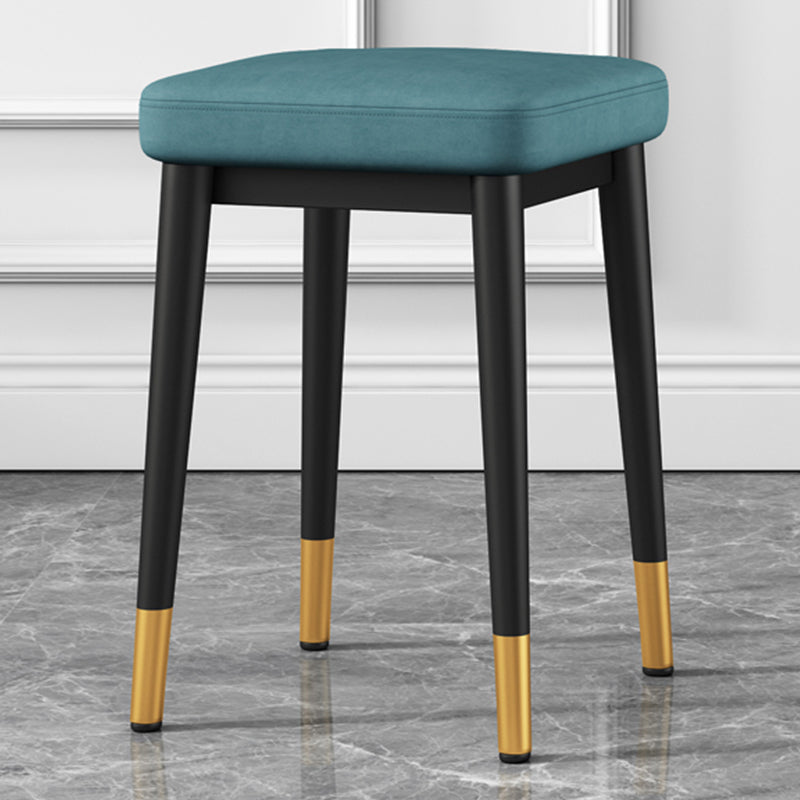 Square Ottoman Solid Color Upholstered Metal Frame Fabric Standard Ottoman