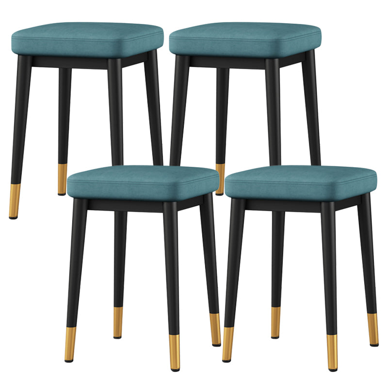 Square Ottoman Solid Color Upholstered Metal Frame Fabric Standard Ottoman