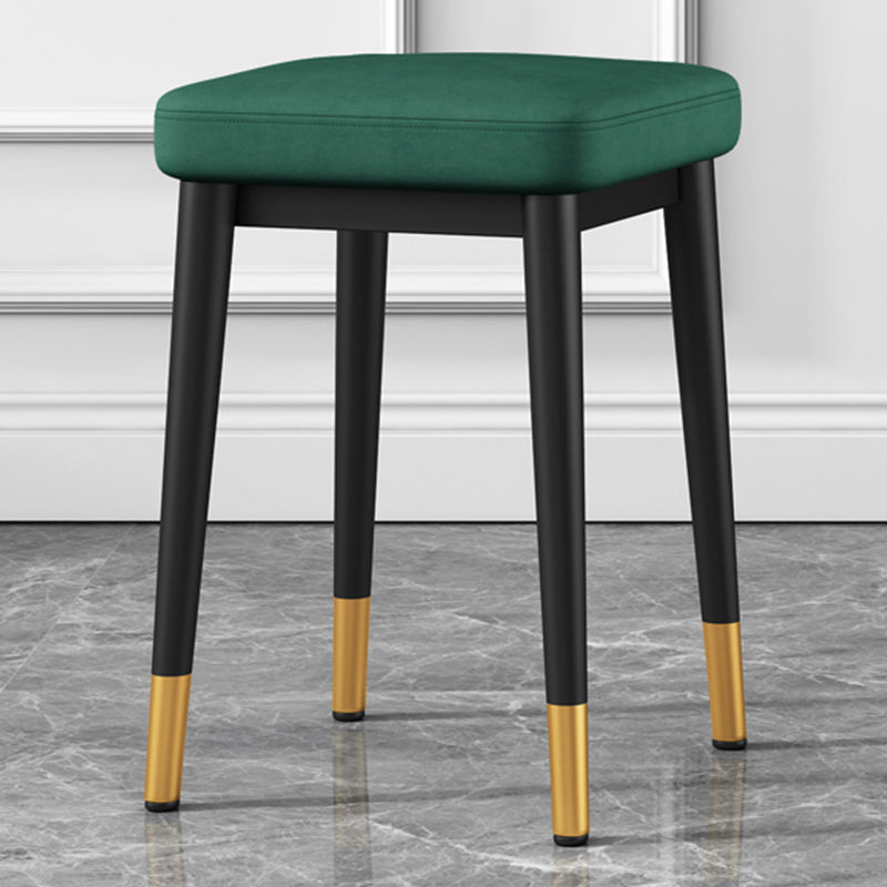 Square Ottoman Solid Color Upholstered Metal Frame Fabric Standard Ottoman